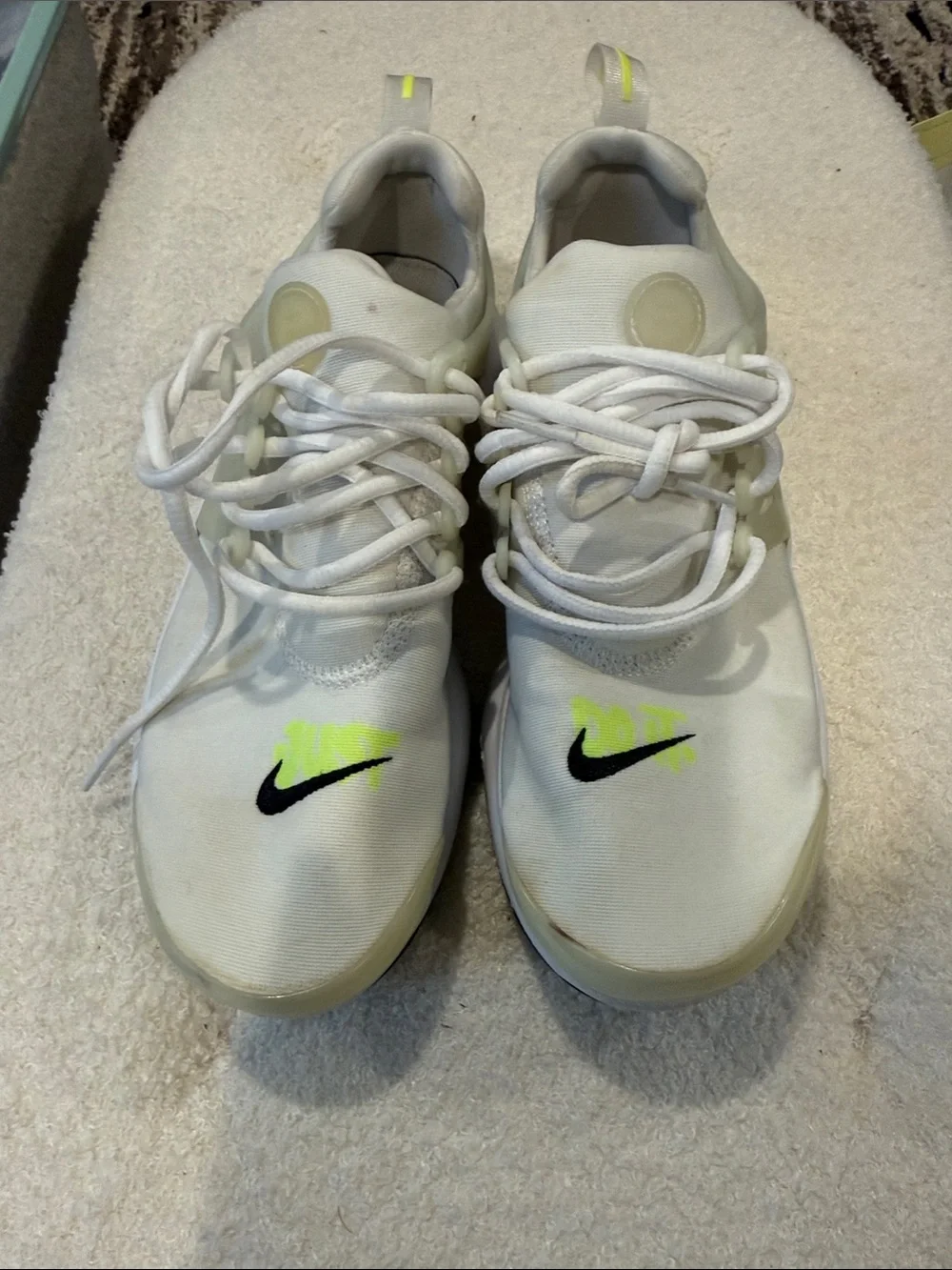 Nike kid’s White Sneakers with Neon Yellow Accents
